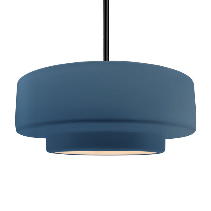 Justice Designs CER-6545-MDMT-MBLK-RIGID One Light Pendant, Midnight Sky w/ Matte White