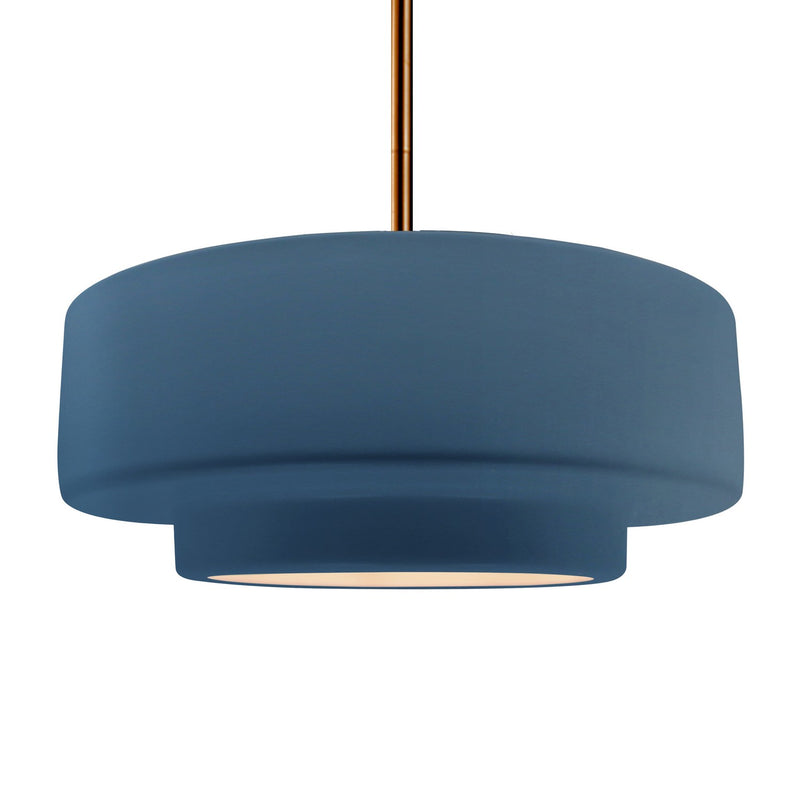 Justice Designs CER-6545-MID-BRSS-RIGID One Light Pendant, Midnight Sky