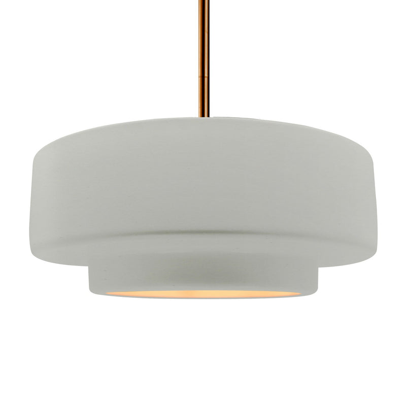 Justice Designs CER-6545-MTGD-BRSS-RIGID One Light Pendant, Matte White w/ Champagne Gold
