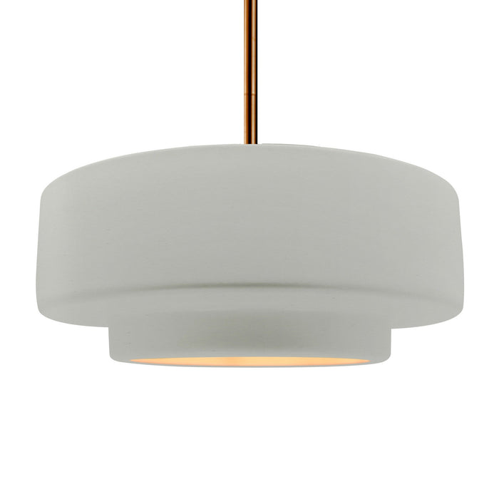 Justice Designs CER-6545-MTGD-BRSS-RIGID One Light Pendant, Matte White w/ Champagne Gold