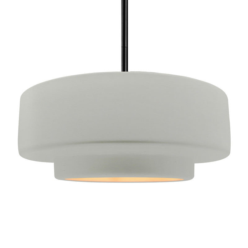 Justice Designs CER-6545-MTGD-MBLK-RIGID One Light Pendant, Matte White w/ Champagne Gold