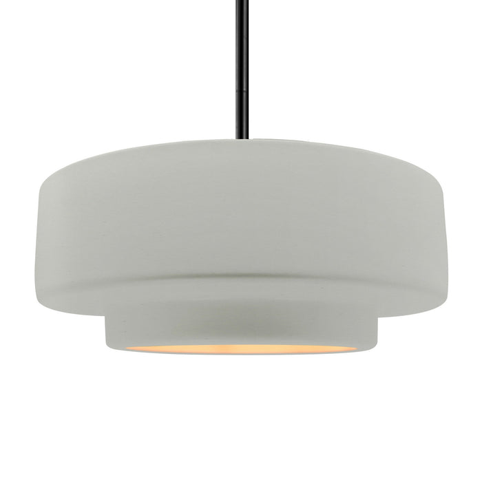 Justice Designs CER-6545-MTGD-MBLK-RIGID One Light Pendant, Matte White w/ Champagne Gold