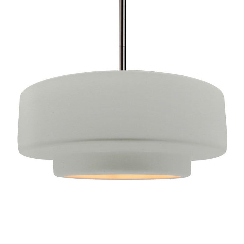 Justice Designs CER-6545-MTGD-NCKL-RIGID One Light Pendant, Matte White w/ Champagne Gold