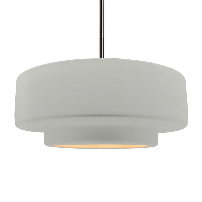 Justice Designs CER-6545-MTGD-NCKL-RIGID One Light Pendant, Matte White w/ Champagne Gold