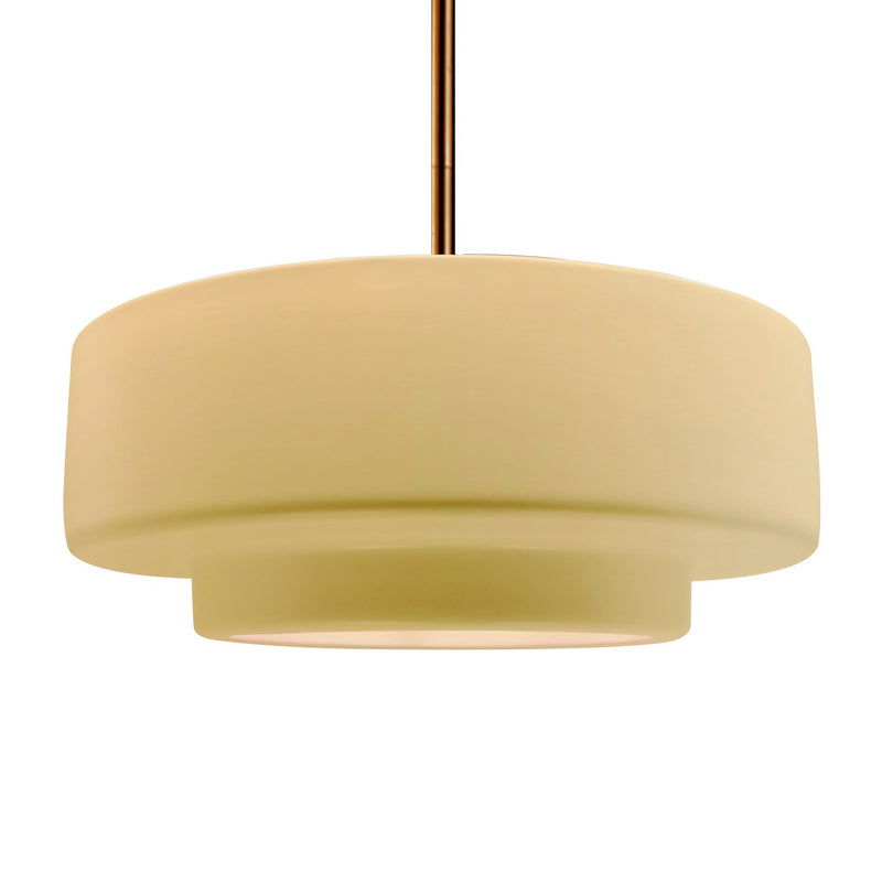 Justice Designs CER-6545-MYLW-BRSS-RIGID One Light Pendant, Muted Yellow