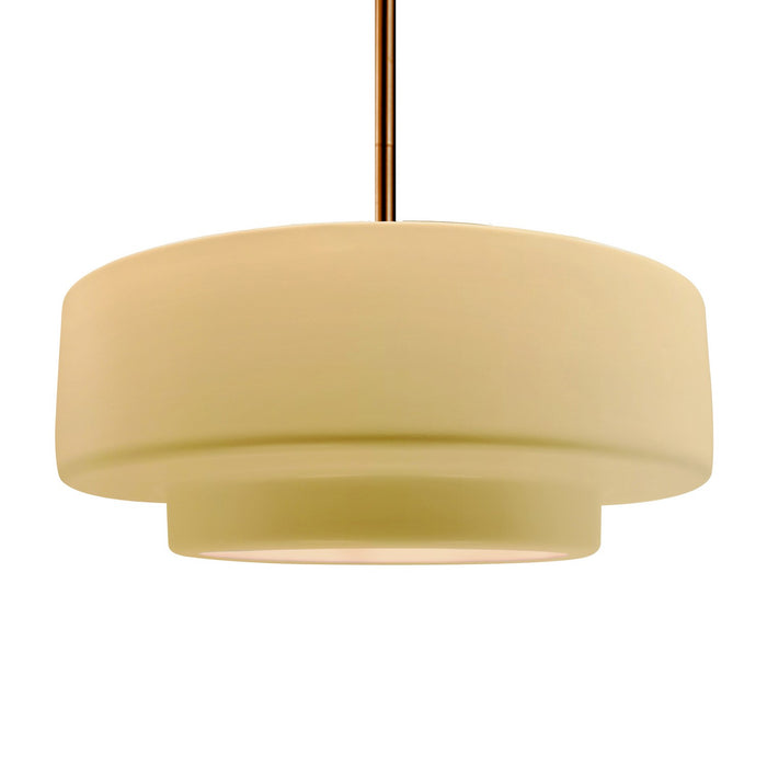 Justice Designs CER-6545-MYLW-BRSS-RIGID One Light Pendant, Muted Yellow