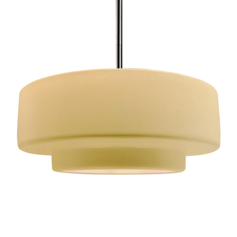 Justice Designs CER-6545-MYLW-NCKL-RIGID One Light Pendant, Muted Yellow