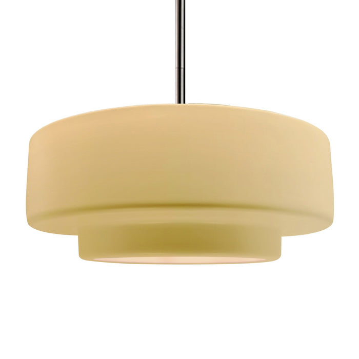 Justice Designs CER-6545-MYLW-NCKL-RIGID One Light Pendant, Muted Yellow
