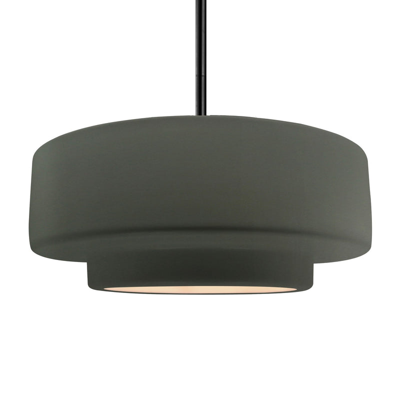 Justice Designs CER-6545-PWGN-MBLK-RIGID One Light Pendant, Pewter Green