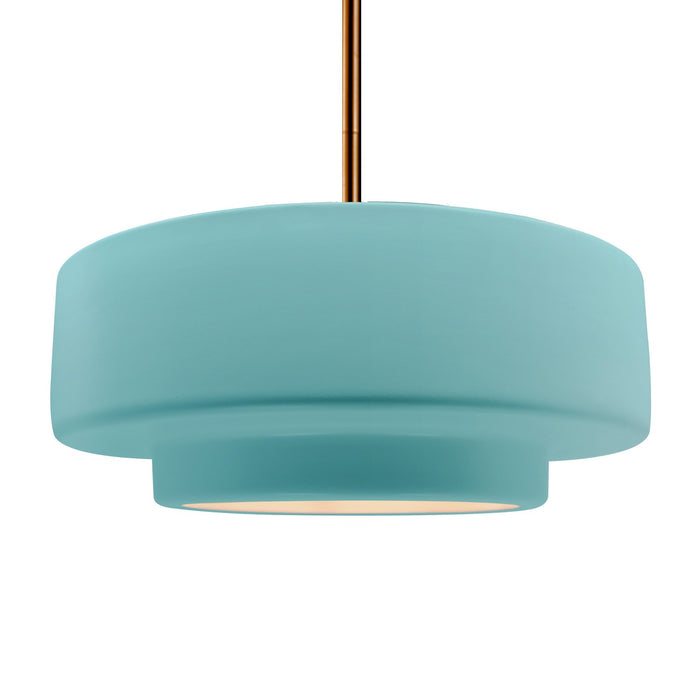 Justice Designs CER-6545-RFPL-BRSS-RIGID One Light Pendant, Reflecting Pool