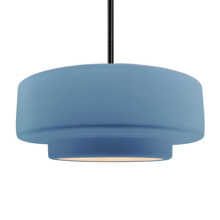 Justice Designs CER-6545-SKBL-MBLK-RIGID One Light Pendant, Sky Blue