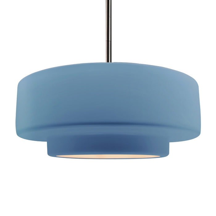 Justice Designs CER-6545-SKBL-NCKL-RIGID One Light Pendant, Sky Blue