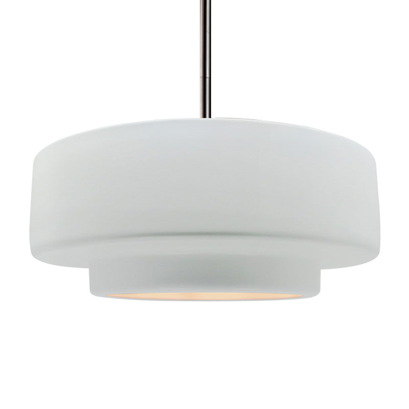 Justice Designs CER-6545-WHT-NCKL-RIGID One Light Pendant, Gloss White