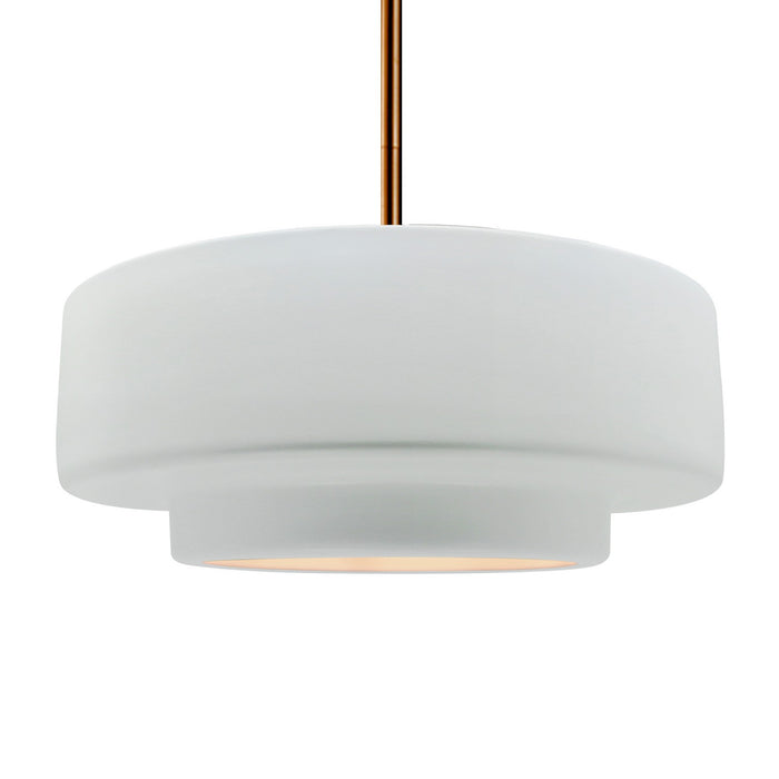 Justice Designs CER-6545-WTWT-BRSS-RIGID One Light Pendant, Gloss White (outside and inside of fixture)