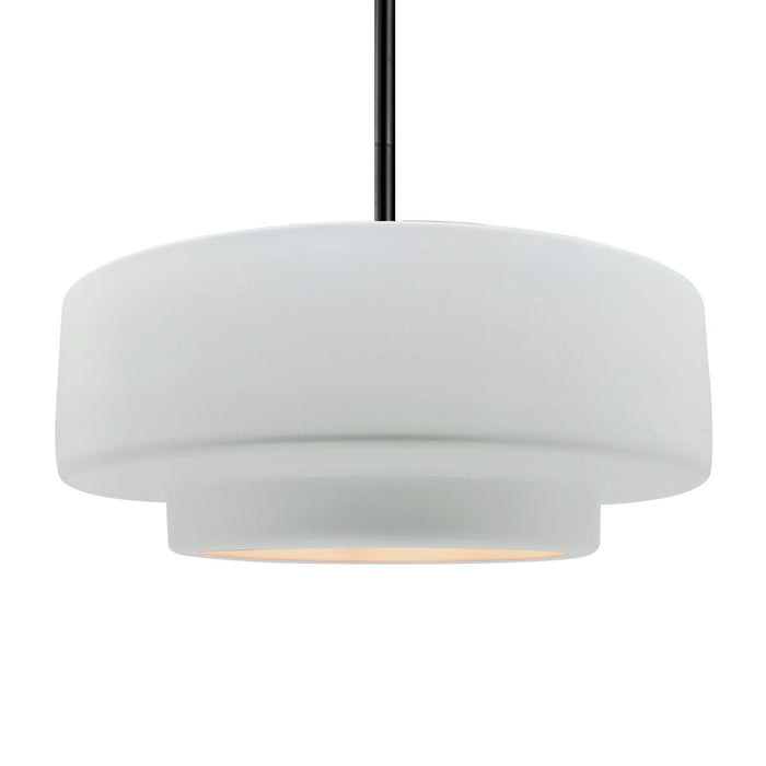 Justice Designs CER-6545-WTWT-MBLK-RIGID One Light Pendant, Gloss White (outside and inside of fixture)
