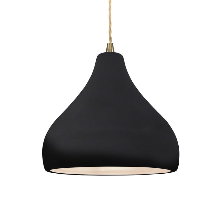 Justice Designs CER-6563-BLK-ABRS-BEIG-TWST One Light Pendant, Gloss Black