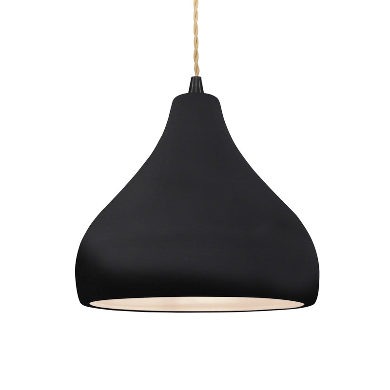 Justice Designs CER-6563-BLK-MBLK-BEIG-TWST One Light Pendant, Gloss Black