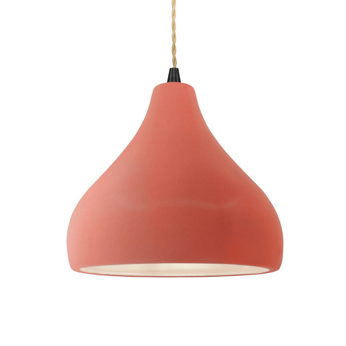 Justice Designs CER-6563-BSH-MBLK-BEIG-TWST One Light Pendant, Gloss Blush