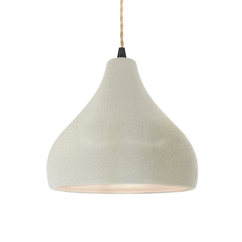 Justice Designs CER-6563-CRK-MBLK-BEIG-TWST One Light Pendant, White Crackle