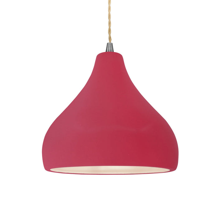 Justice Designs CER-6563-CRSE-NCKL-BEIG-TWST One Light Pendant, Cerise