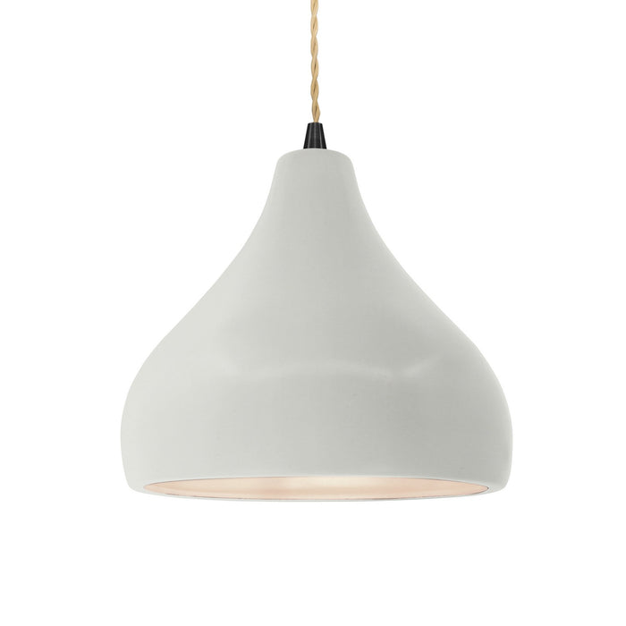 Justice Designs CER-6563-MAT-MBLK-BEIG-TWST One Light Pendant, Matte White
