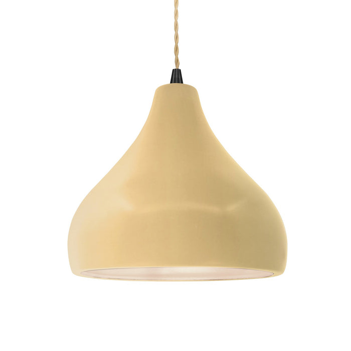 Justice Designs CER-6563-MYLW-MBLK-BEIG-TWST One Light Pendant, Muted Yellow