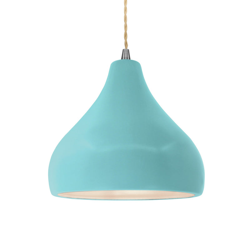 Justice Designs CER-6563-RFPL-NCKL-BEIG-TWST One Light Pendant, Reflecting Pool