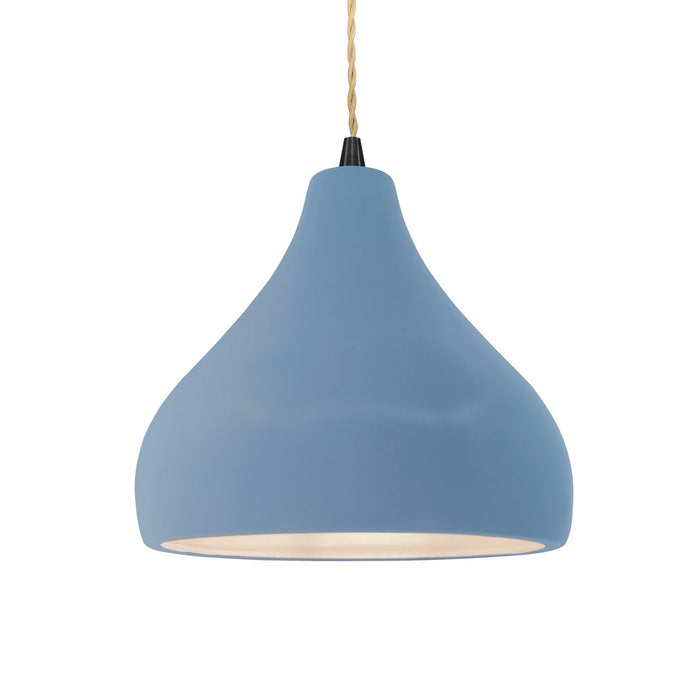 Justice Designs CER-6563-SKBL-MBLK-BEIG-TWST One Light Pendant, Sky Blue
