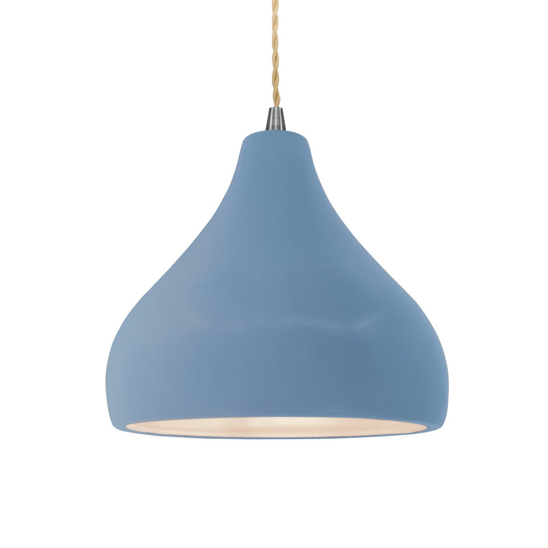 Justice Designs CER-6563-SKBL-NCKL-BEIG-TWST One Light Pendant, Sky Blue