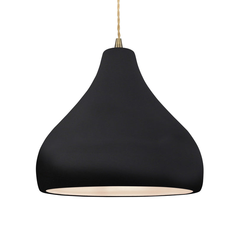 Justice Designs CER-6565-BKMT-ABRS-BEIG-TWST One Light Pendant, Gloss Black w/ Matte White