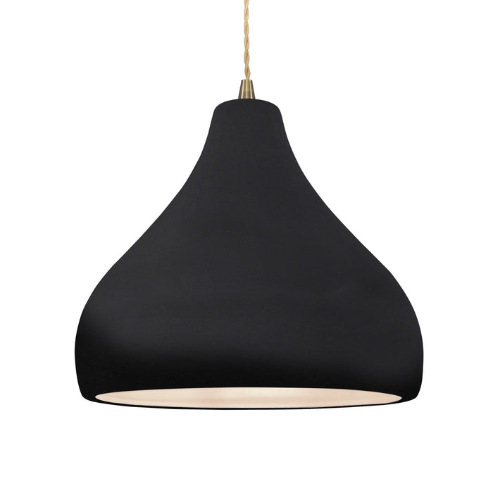 Justice Designs CER-6565-BKMT-ABRS-BEIG-TWST One Light Pendant, Gloss Black w/ Matte White