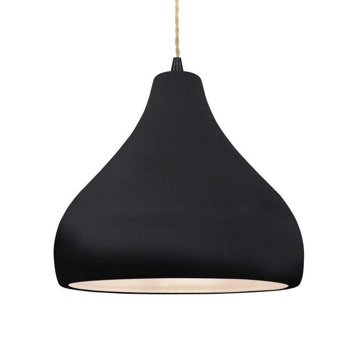 Justice Designs CER-6565-BKMT-MBLK-BEIG-TWST One Light Pendant, Gloss Black w/ Matte White