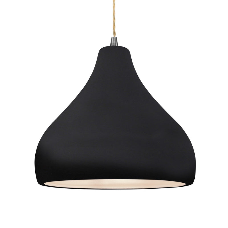 Justice Designs CER-6565-BLK-NCKL-BEIG-TWST One Light Pendant, Gloss Black