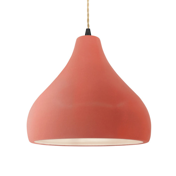 Justice Designs CER-6565-BSH-MBLK-BEIG-TWST One Light Pendant, Gloss Blush