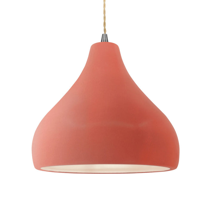 Justice Designs CER-6565-BSH-NCKL-BEIG-TWST One Light Pendant, Gloss Blush