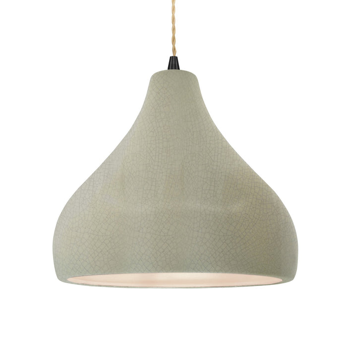 Justice Designs CER-6565-CKC-MBLK-BEIG-TWST One Light Pendant, Celadon Green Crackle