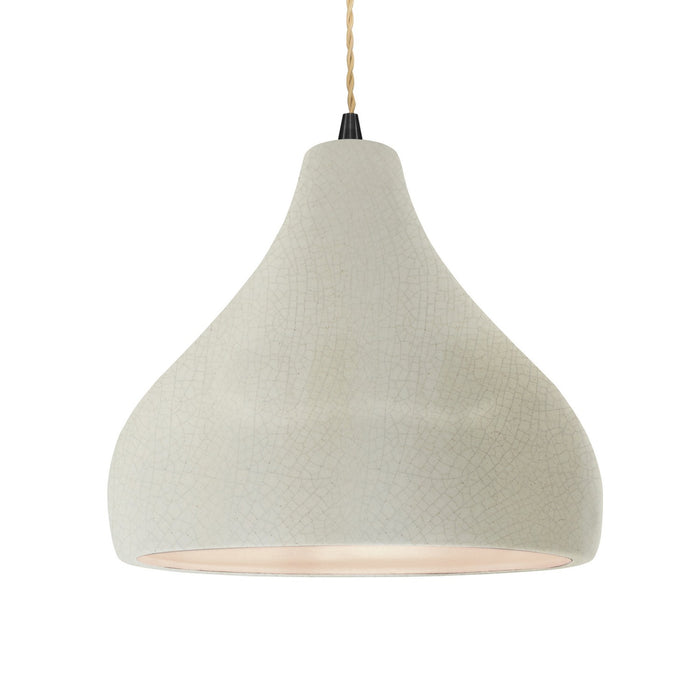 Justice Designs CER-6565-CRK-MBLK-BEIG-TWST One Light Pendant, White Crackle