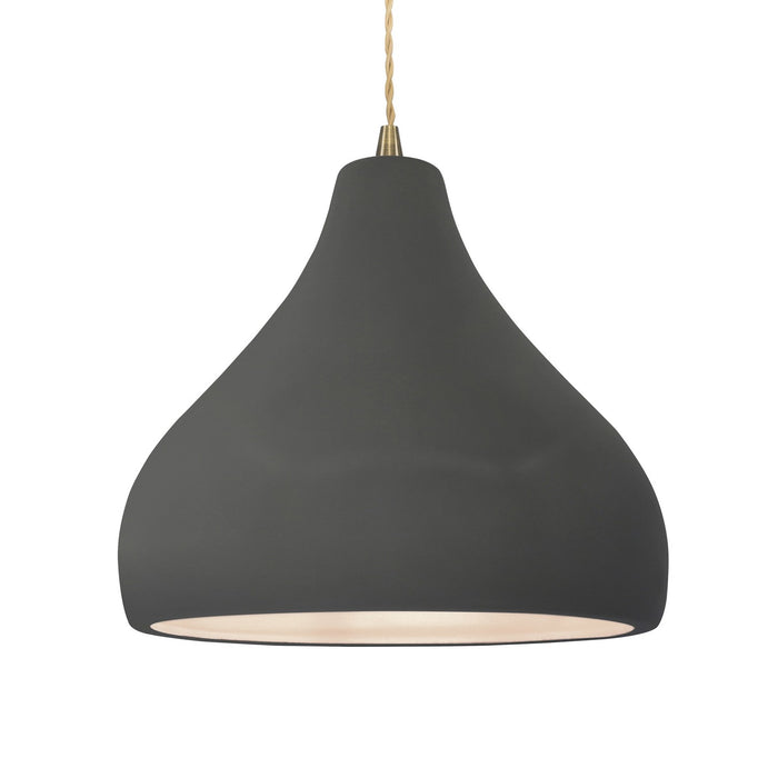 Justice Designs CER-6565-GRY-ABRS-BEIG-TWST One Light Pendant, Gloss Grey