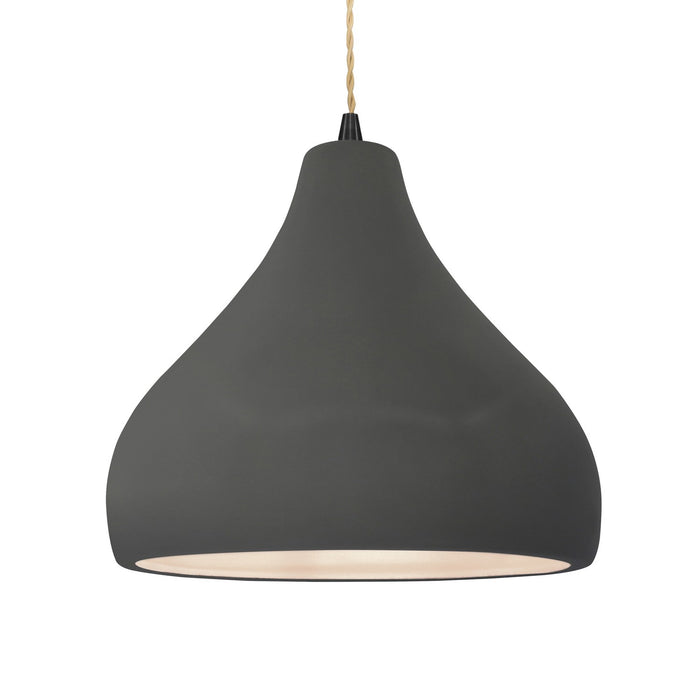 Justice Designs CER-6565-GRY-MBLK-BEIG-TWST One Light Pendant, Gloss Grey