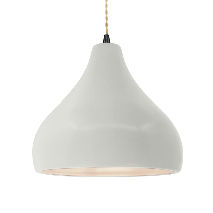 Justice Designs CER-6565-MAT-MBLK-BEIG-TWST One Light Pendant, Matte White