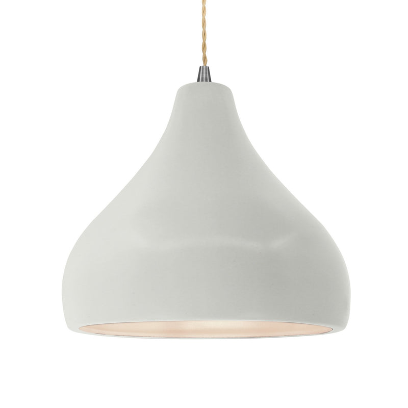 Justice Designs CER-6565-MAT-NCKL-BEIG-TWST One Light Pendant, Matte White
