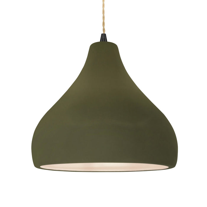 Justice Designs CER-6565-MGRN-MBLK-BEIG-TWST One Light Pendant, Matte Green