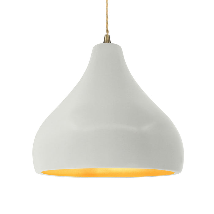 Justice Designs CER-6565-MTGD-ABRS-BEIG-TWST One Light Pendant, Matte White w/ Champagne Gold