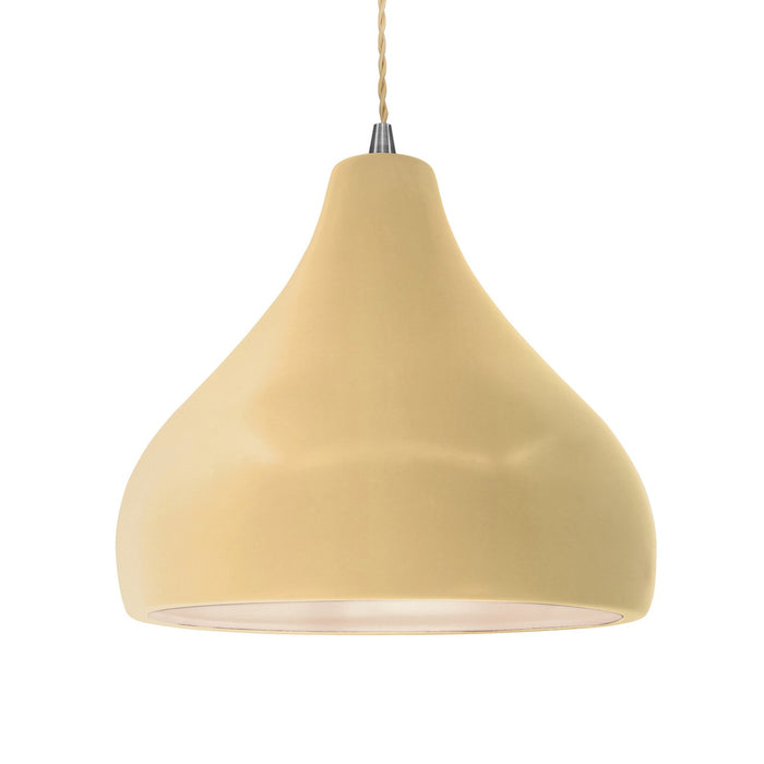 Justice Designs CER-6565-MYLW-NCKL-BEIG-TWST One Light Pendant, Muted Yellow