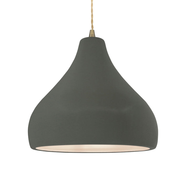 Justice Designs CER-6565-PWGN-ABRS-BEIG-TWST One Light Pendant, Pewter Green