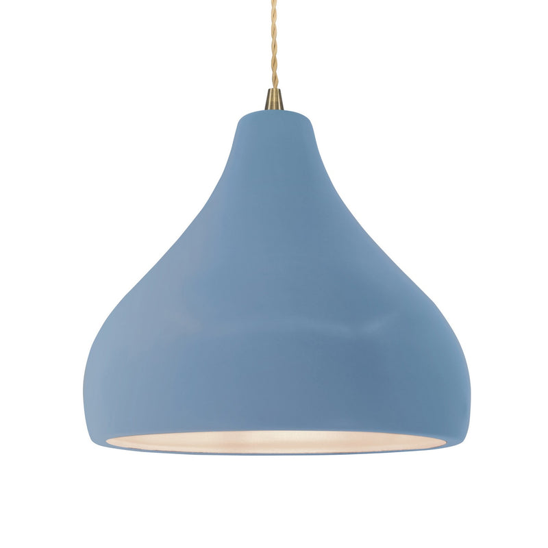 Justice Designs CER-6565-SKBL-ABRS-BEIG-TWST One Light Pendant, Sky Blue