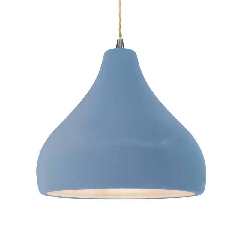 Justice Designs CER-6565-SKBL-NCKL-BEIG-TWST One Light Pendant, Sky Blue