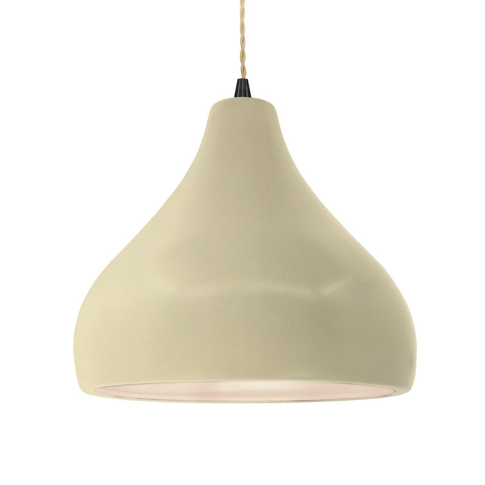 Justice Designs CER-6565-VAN-MBLK-BEIG-TWST One Light Pendant, Vanilla (Gloss)