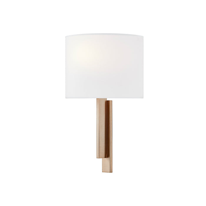 Justice Designs FAB-4332-WHTE-BRSS One Light Wall Sconce, Brushed Brass