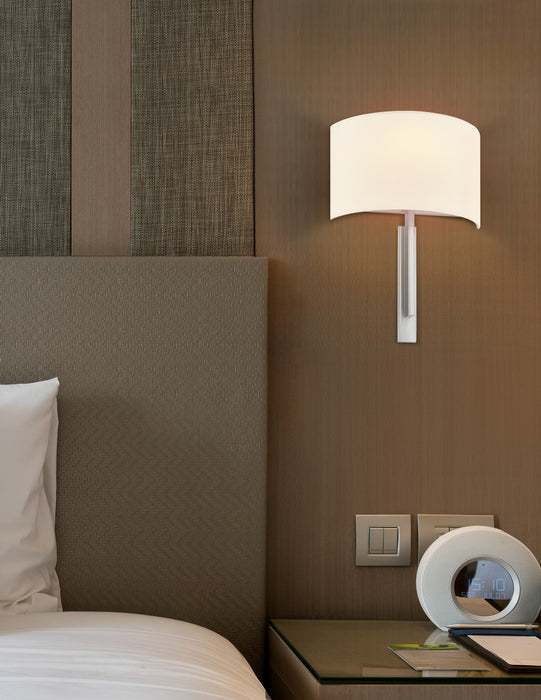 Justice Designs FAB-4332-WHTE-NCKL One Light Wall Sconce, Brushed Nickel